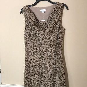 Charter Club Petites Cheetah Petite Draped Neckline Dress 14P